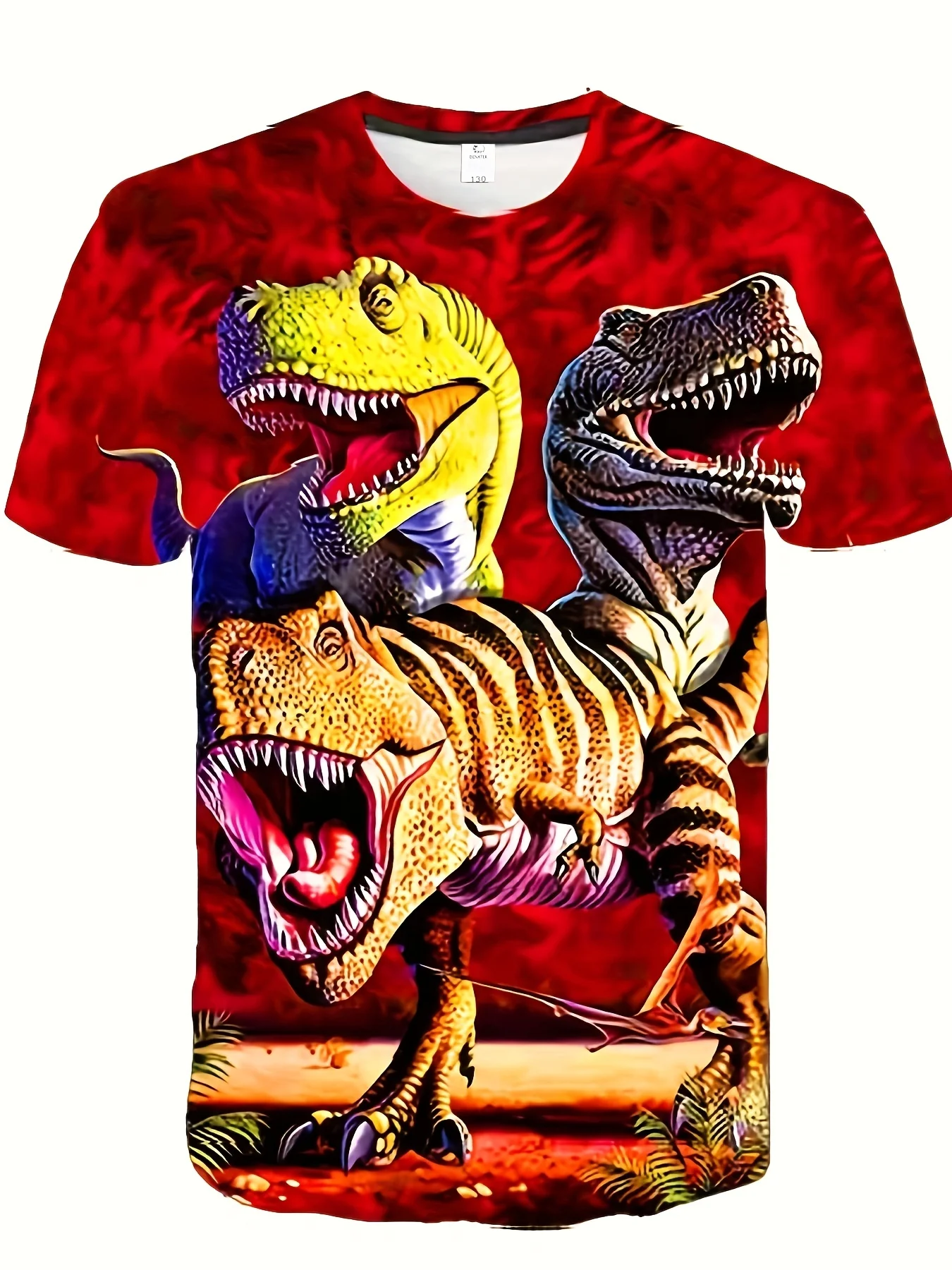 Boy's Dinosaur T-rex Graphic T-shirt 3d Digital Print Active Slightly Stretch Short Sleeve Tee Kid's Clothing For Summer Outdoor