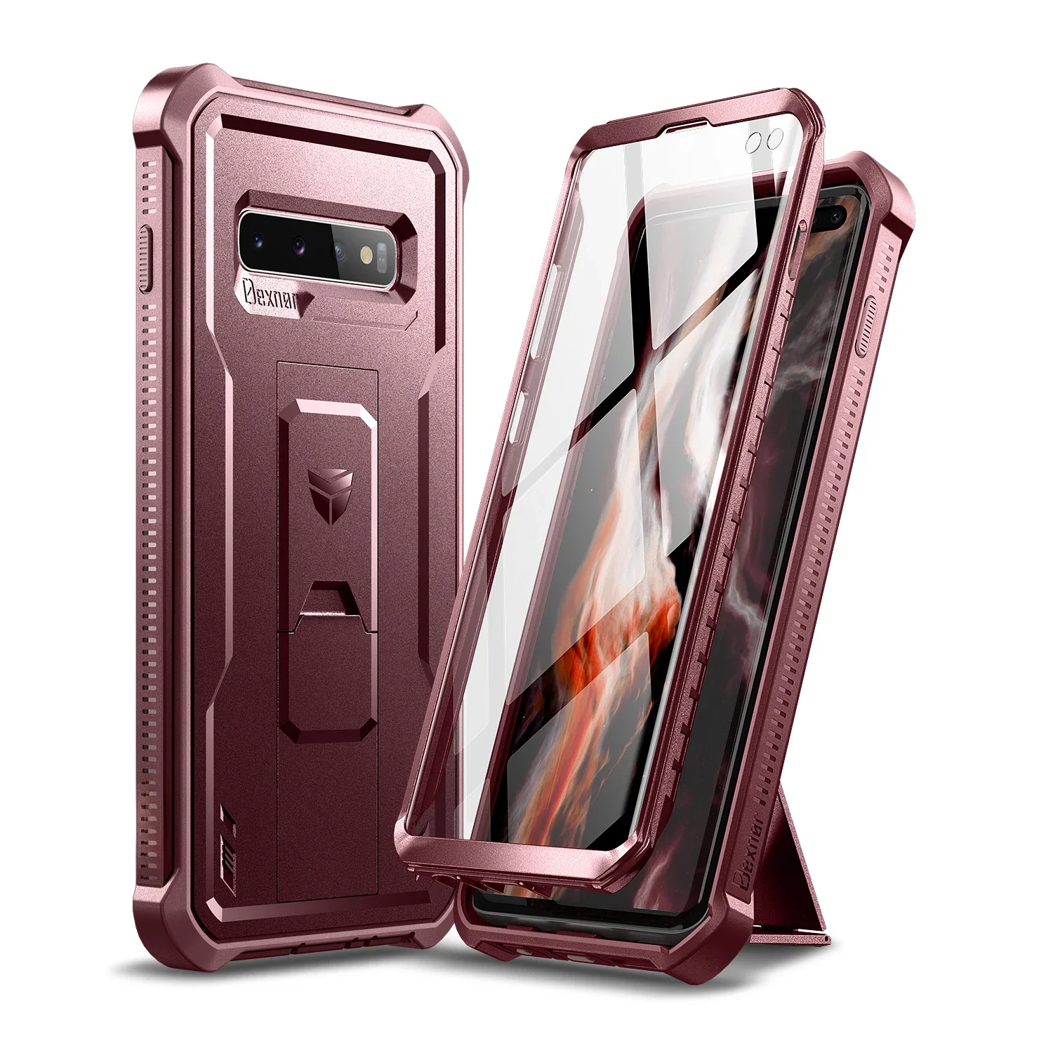 360 étui de protection complet du corps feuille de PC + coque TPU pour Samsung Galaxy S10 Plus support étui avec étui de protection d'écran intégré