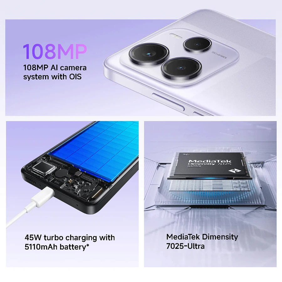 Xiaomi Redmi Note 14 5G Versión Europea 8+256GB, Cámara IA de 108MP, Batería de 5110mAh, MTK Dimensity 7025-Ultra, Carga Turbo de 45W 3