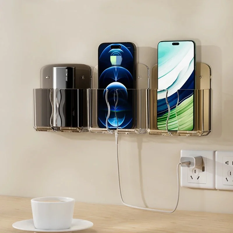 Uchwyt ścienny do telefonu komórkowego Uniwersalny schowek do ładowania telefonu komórkowego Organizer Pilot do telewizora Wiszący stojak Uchwyt Stacja ładująca — zdjęcie 2