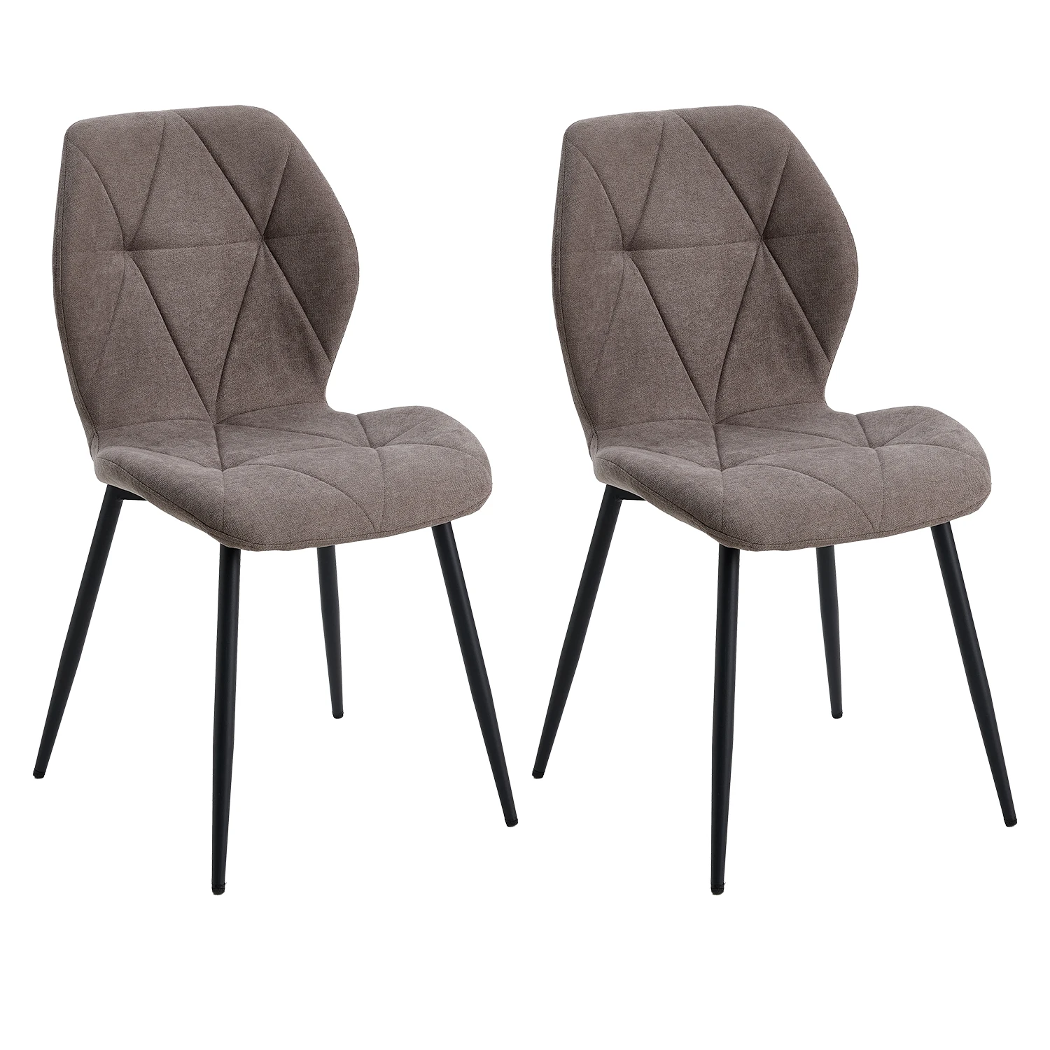 EGOONM Set van 2/4/6 Eetkamerstoelen Gestoffeerde Gewatteerde Linnen Stof Keukenstoelen Metalen Poten voor Balkon Restaurant Eetkamer