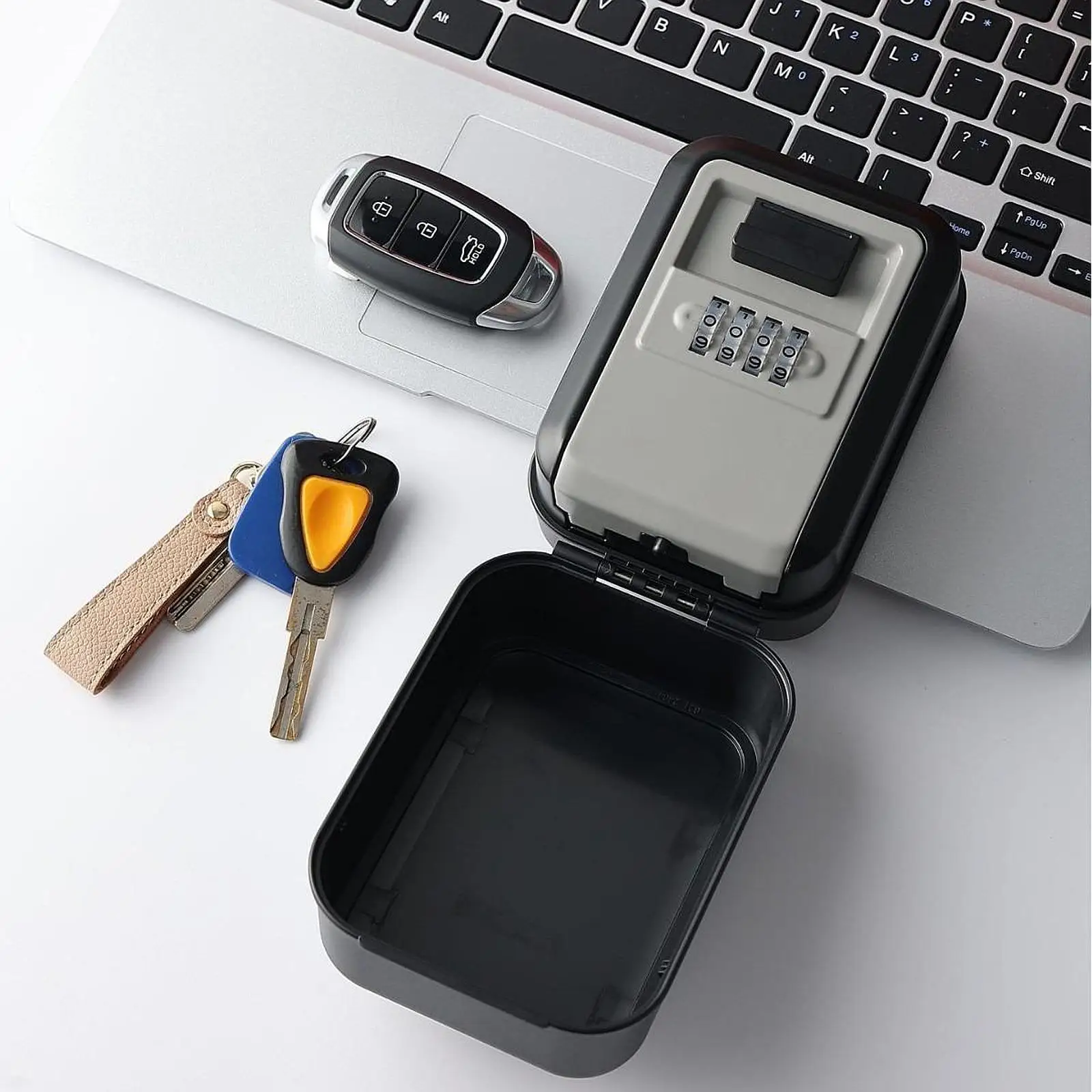 Key Lock Box Wall Mount Security 4 Digit Code Spare Key Storage for House Keys Compact for Outside Home Garage Store Office