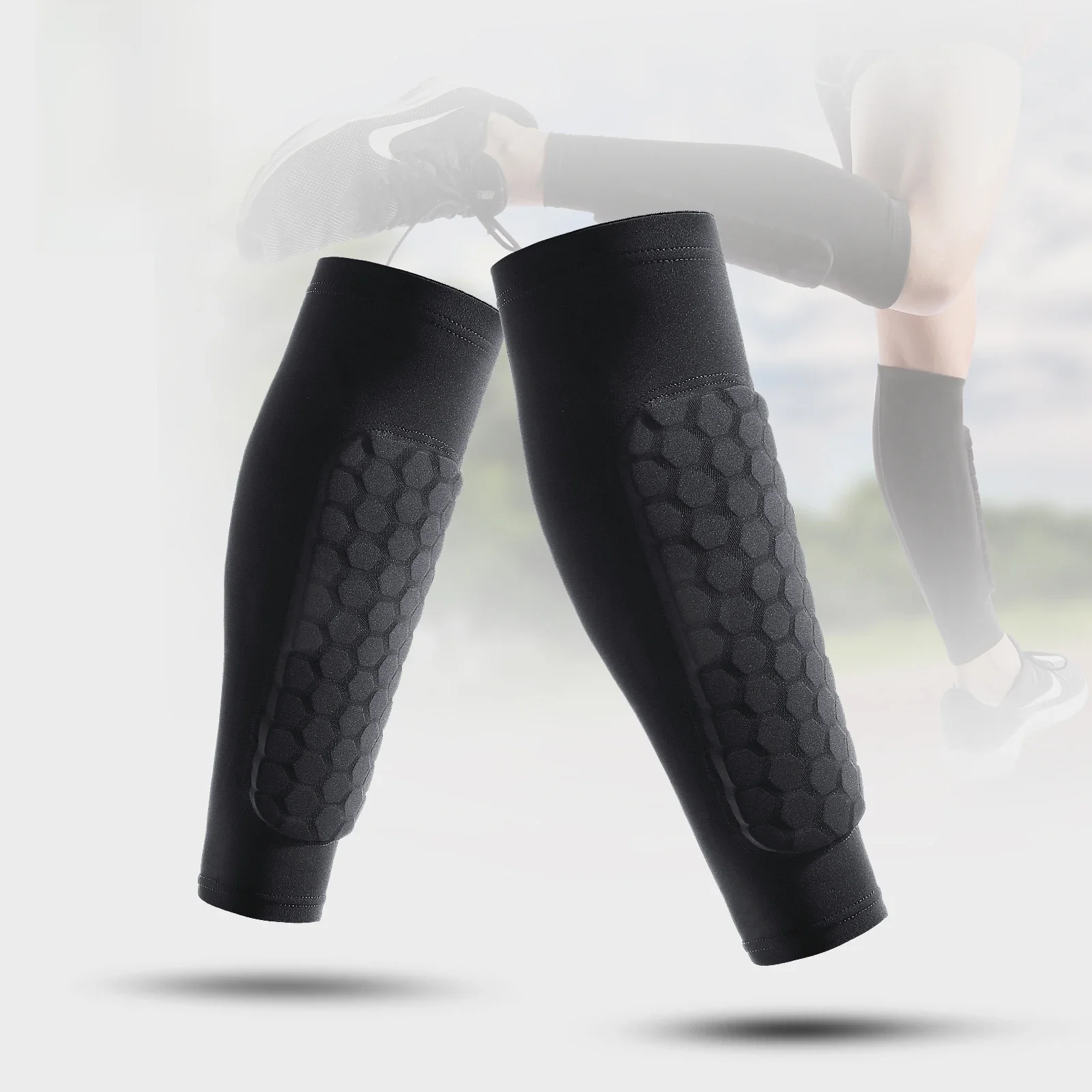 Rękawy na nogi Ochraniacze goleni Odporne na wstrząsy nylonowe podpory o strukturze plastra miodu Skarpety Ochraniacz goleni Sprzęt piłkarski Tarcze piłkarskie Legginsy sportowe — zdjęcie 2