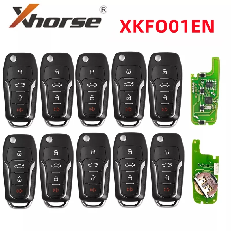 

10pcs/lot Xhorse VVDI VVDI2 for Ford Universal Wire Remote Key Fob 4 Button XKFO01EN X013 Series Unmovable Key King English