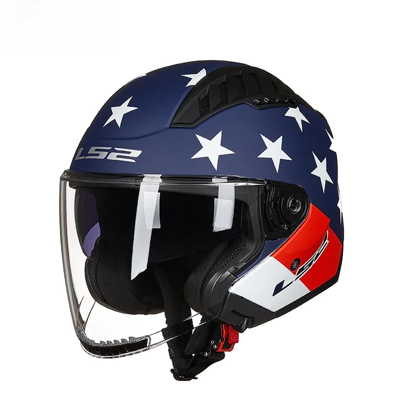 Originele LS2 Copter Retro Moto Rcycle Helm Met Dual Lens Scooter Man Vrouwen Vintage Capacete Ls2 Of600 Open Gezicht Casco moto - afbeelding 2