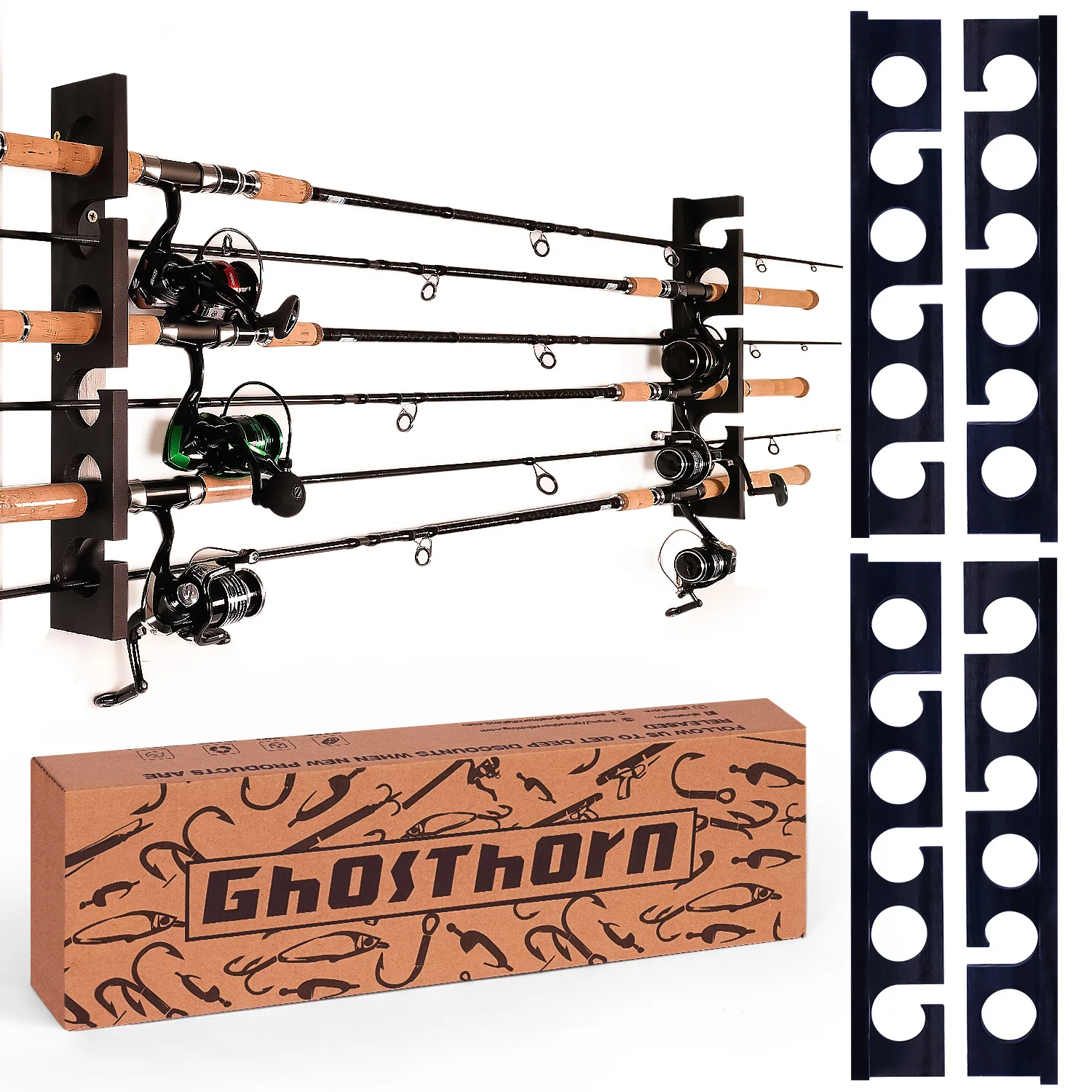 

Черный верхний держатель удочки, 12 удочек, стойки для удочек, настенный или потолочный держатель для рыбалки