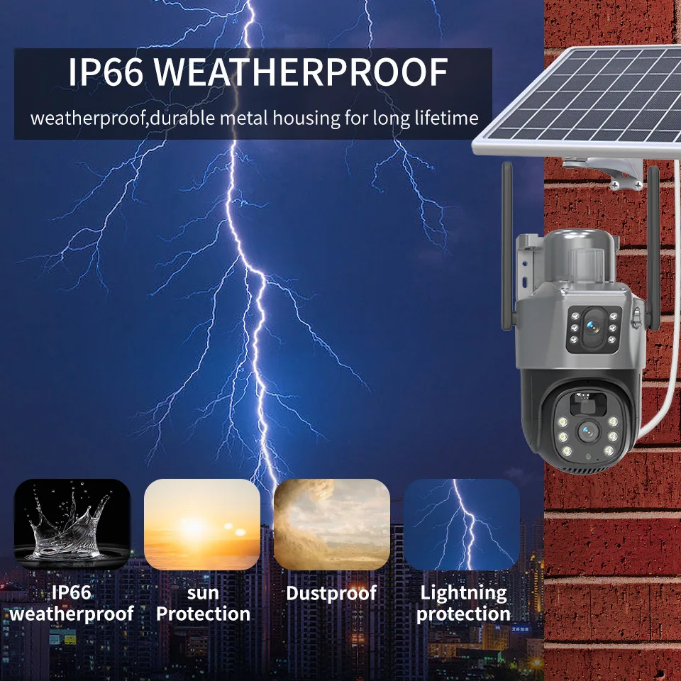 4MP 4G اللاسلكية PTZ كاميرا تعمل بالطاقة الشمسية عدسة مزدوجة شاشة مزدوجة في الهواء الطلق كاميرا IP لوحة طاقة شمسية الصوت PIR كاميرا مراقبة الأمن #3