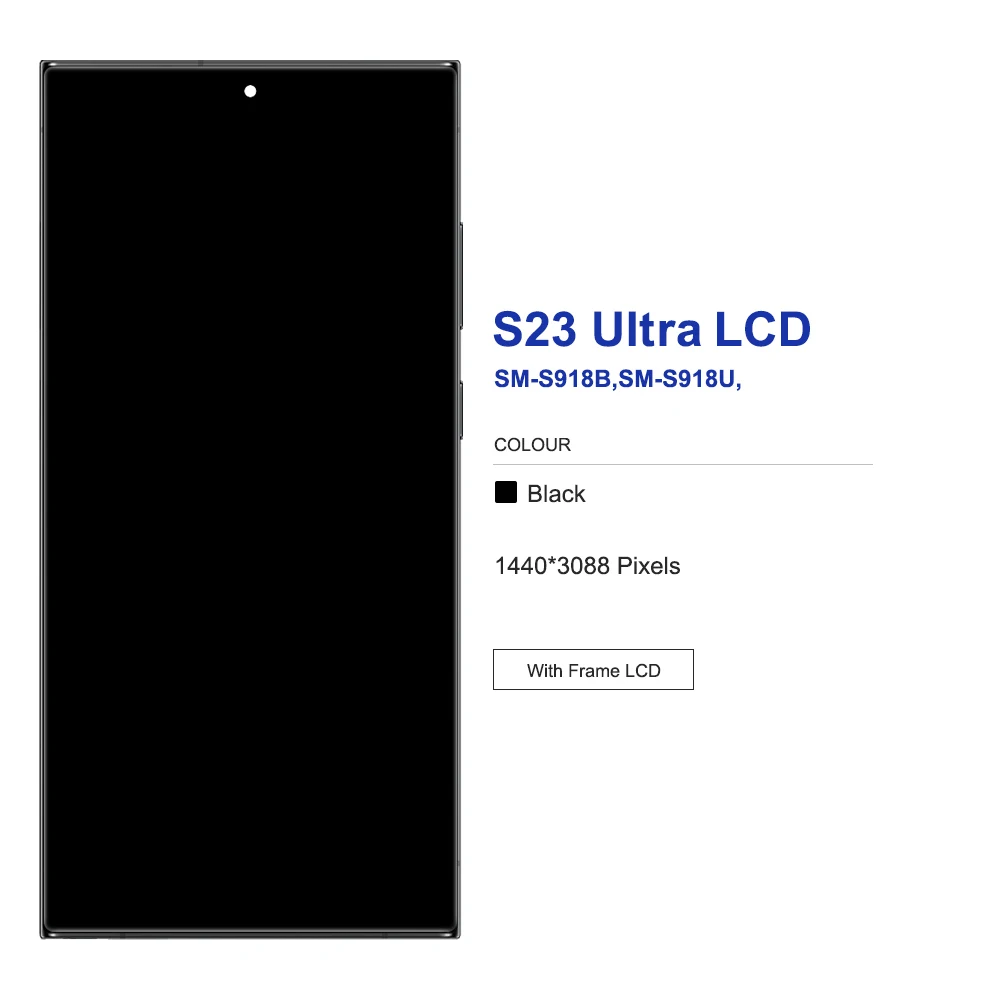 S23 Ultra Display With Frame For Samsung S23 Ultra S918 SM-S918B SM-S918U LCD Display Touch Screen Digitizer Assembly