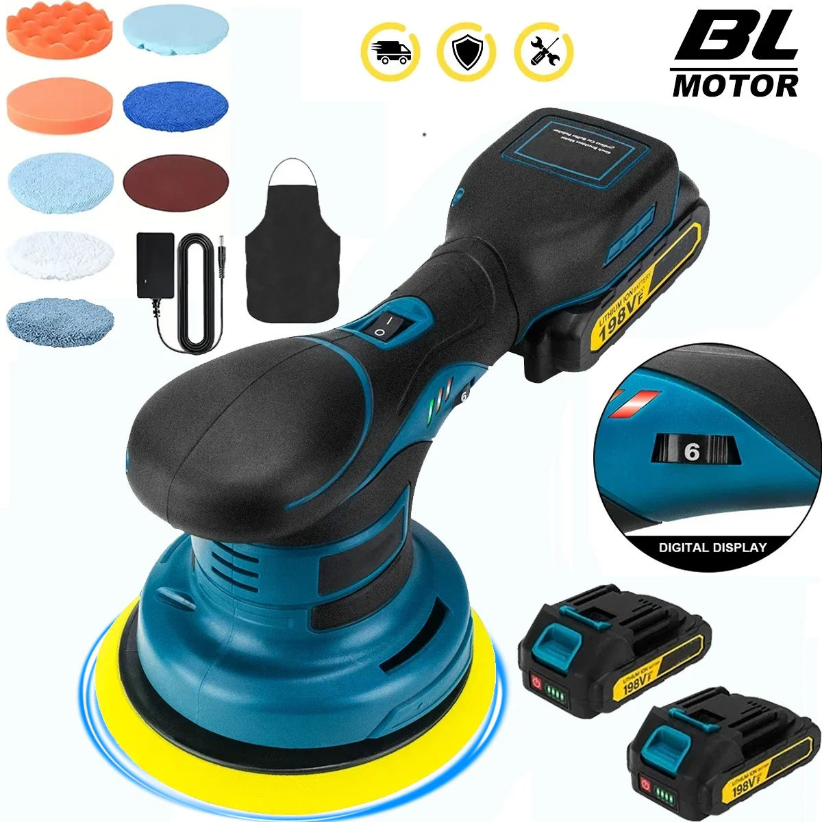 Polisseuse de voiture sans fil OWJHE, 6 vitesses réglables, outil électrique pour le cirage, le ponçage, la finition et la glaçure, compatible avec la batterie Makita 18v
