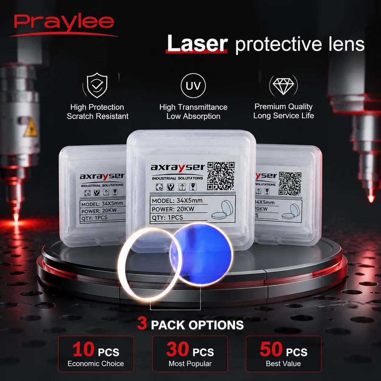 Laser Cutting Protetcive Windows 27.9x4.1 30x5 34x5 37x7 1064nm Fused Silica Protetcive Lens for Raytools BOCI Bodor Laser Head