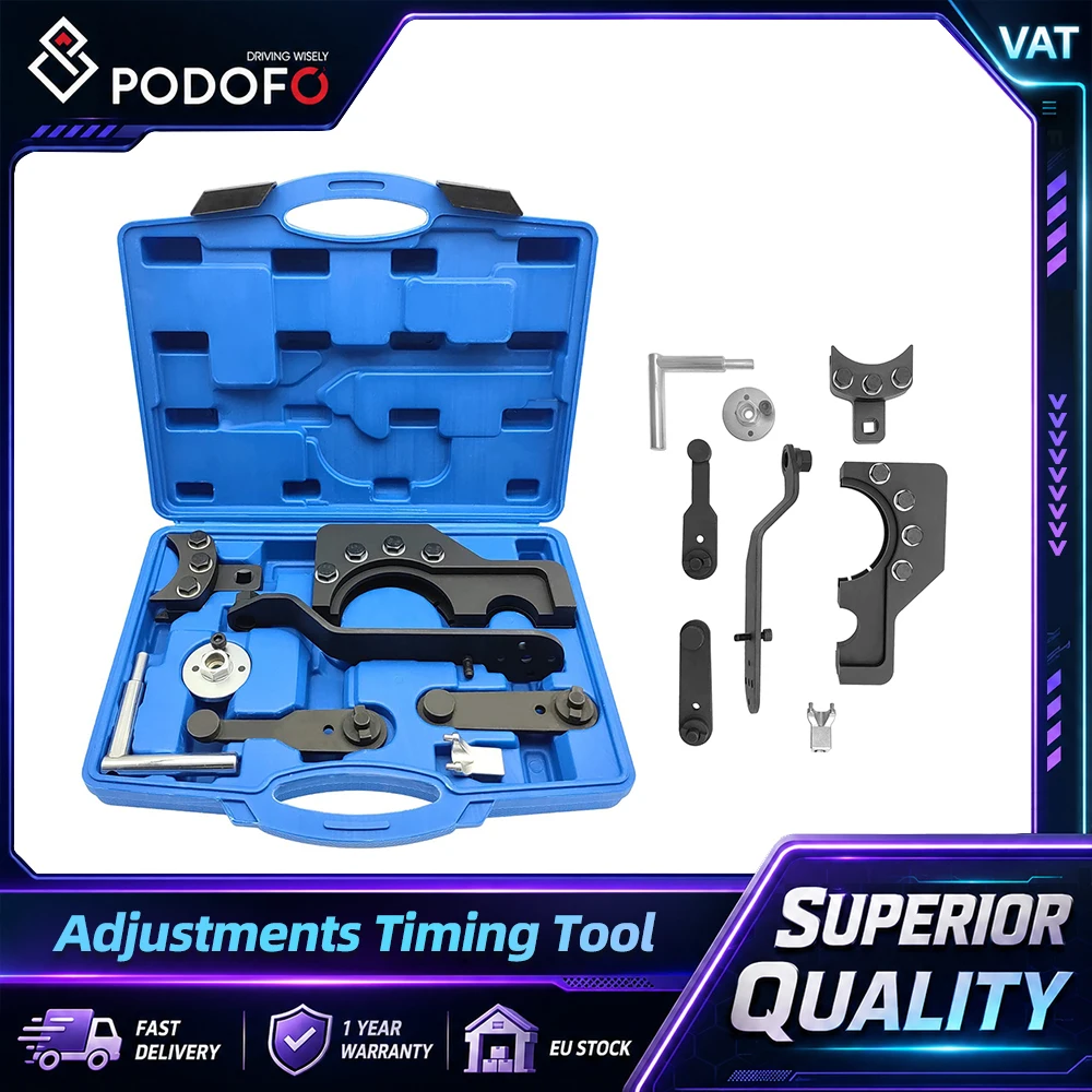 Kit d'outils universels Podofo pour réglage de l'arbre à cames et alignement du vilebrequin pour VW Transporter T5, Touareg 2.5TDI PD, 4.9D/TDI - T10193, T10194, T10191, T10199, T10226 pour atelier ou garage de bricolage professionnel