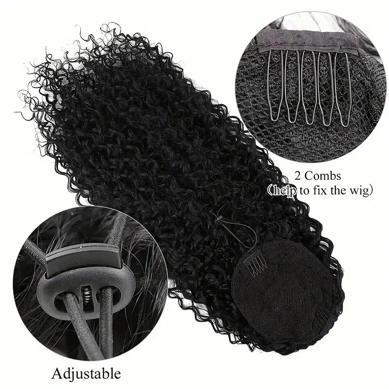 Deep Wave Human Hair Drawstring Ponytail 100% Real Human Hair Extensions Brazilian Natural Hairpiece With Clip In Remy Pony Tail