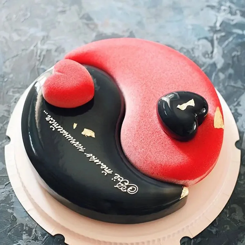 1 sztuk chiński Yin Yang formy ciasto formy 3D silikonowe Tai Chi Moldes De Silicona do ciast czekoladowe Brownie deser z musu — zdjęcie 2