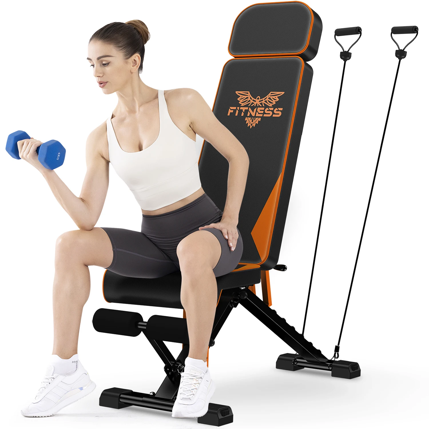 Banco de pesas de entrenamiento ajustable, ejercicio de cuerpo completo con bandas de resistencia, levantamiento de pesas, sentadillas, gimnasio en casa
