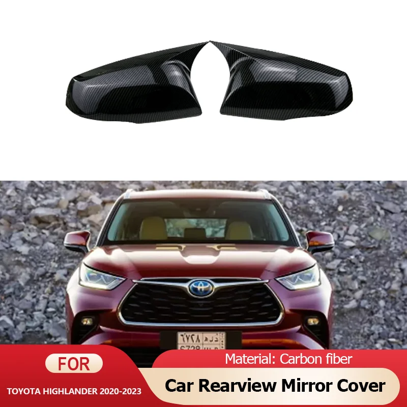 

for Toyota Highlander Kluger XU70 MK4 2020 2021 2022 2023 2024 Carbon Fiber Exterior Side Rearview Mirror Cover Trim Accessories