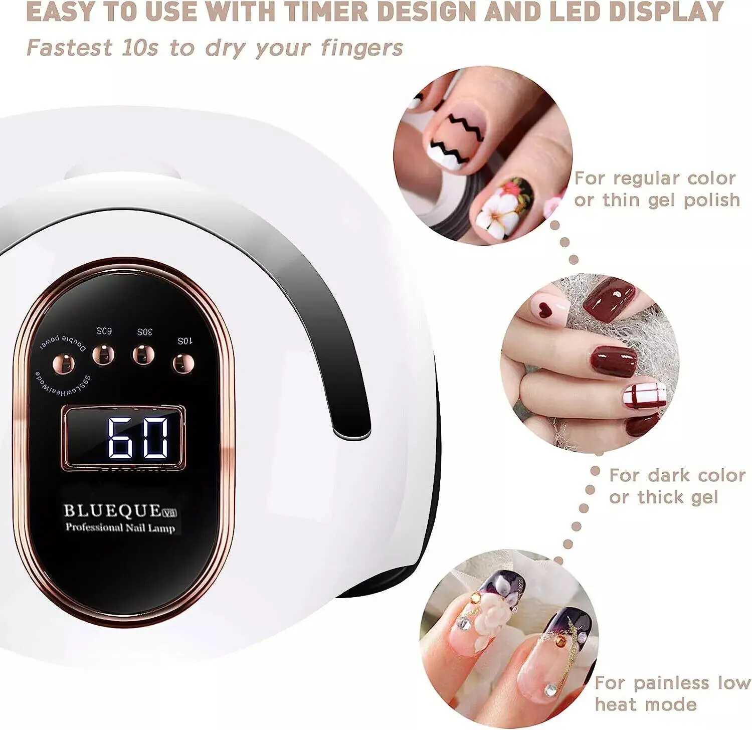 Professionelle UV-Trocknungslampe für Nägel, Härtungslicht für Acryl-Gel-Lack – Detail 1