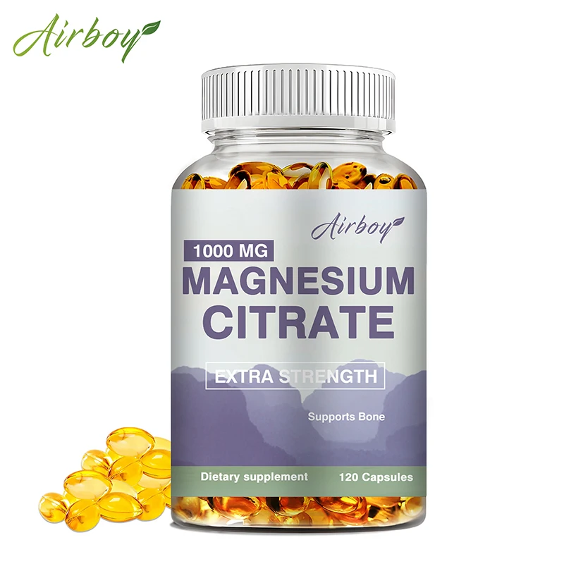 Citrato de magnesio 1000mg, suplemento dietético para soporte muscular, nervioso, hueso y corazón, 120 cápsulas