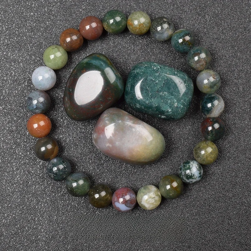Bracelet en Agate Indienne pour Homme et Femme, Perles en Pierre Naturelle, group Agate Colorée, Bijoux à la Main, 6/8mm