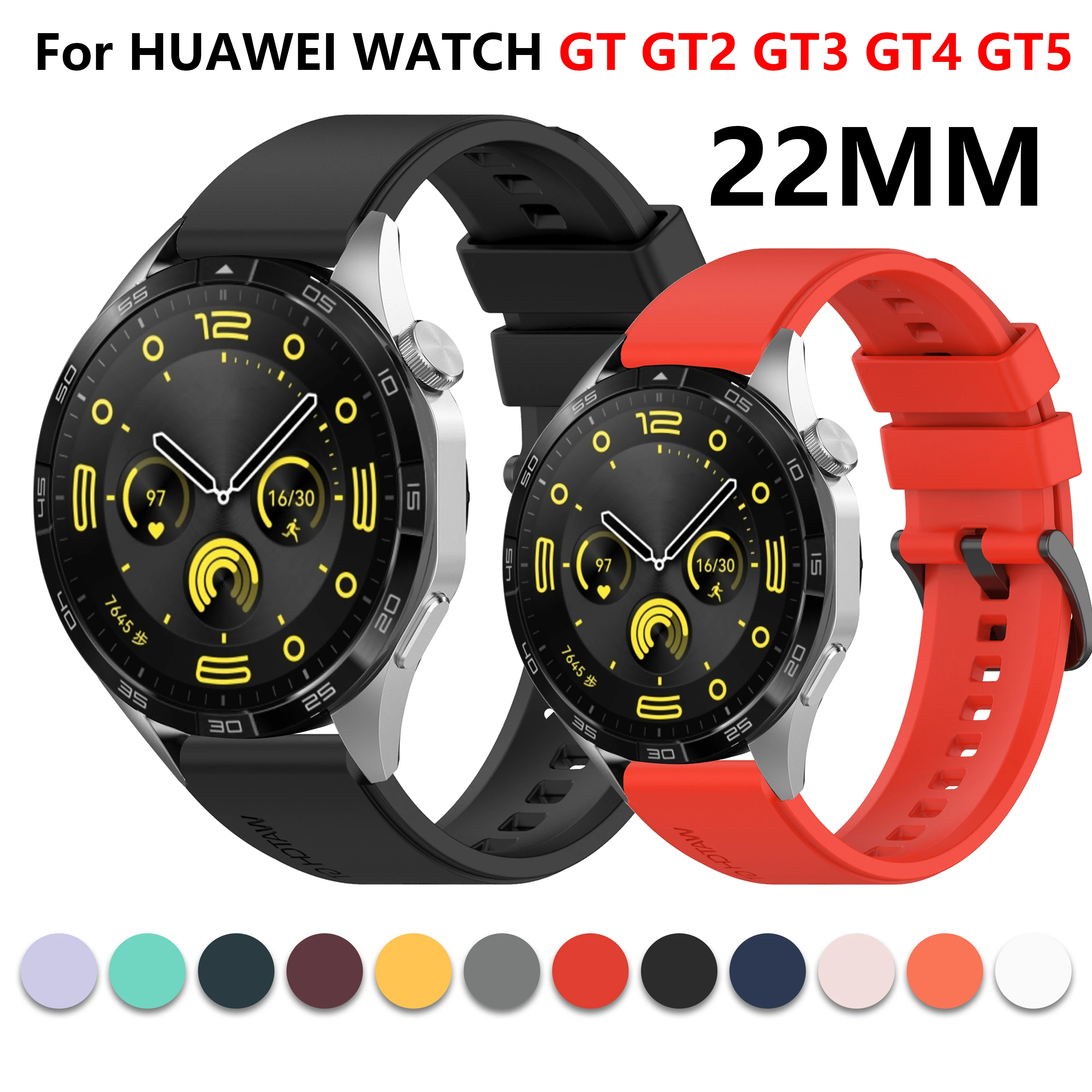 

22mm Watch Band For Amazfit GTR 2/4/3 Pro Watch Silicone Strap Bracelet Watchbands For Huawei Watch GT6 GT5 GT4 GT2 46MM GT3 PRO