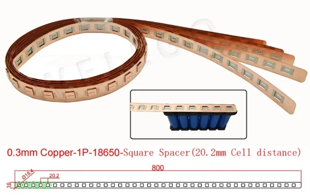 5PCS 0.3mm Thickness Cu Copper Nickel Strips 800mm Length High Current Connector 18650 1P Spacer 20.2mm Copper Busbars