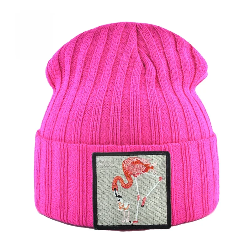 Skullies czapki damskie jesienno-zimowa odzież uliczna czapka z dzianiny czapka męska dzianinowa jednokolorowa czapka Gorras z haftem naszywka czapka — zdjęcie 2