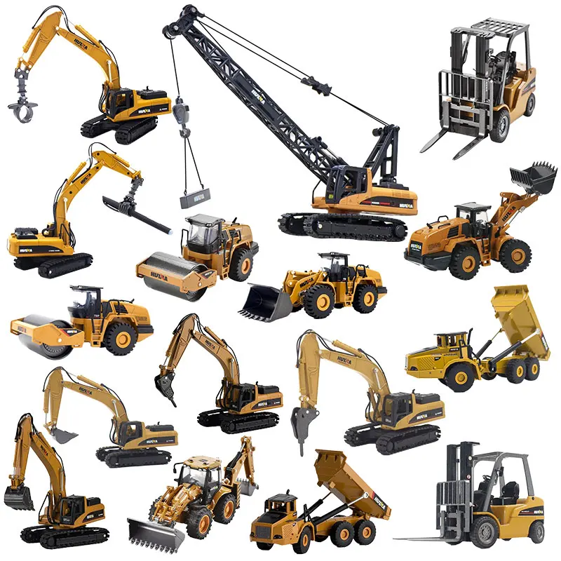 1:50 HUINA Excavator Wheel Loader Dump Truck Shovel Roller Crane Timbe Diecast Metal Model Toys Construction Vehicle Car For Kid