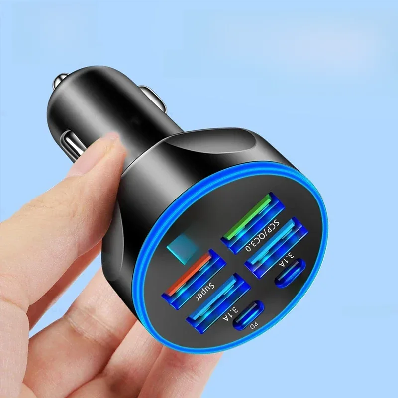 Ładowarka samochodowa USB C Adapter 4 USB A i 2 PD Super szybkie ładowanie z monitorowaniem napięcia dla iPhone Samsung Huawei Vivo OPPO Oneplus — zdjęcie produktu 7