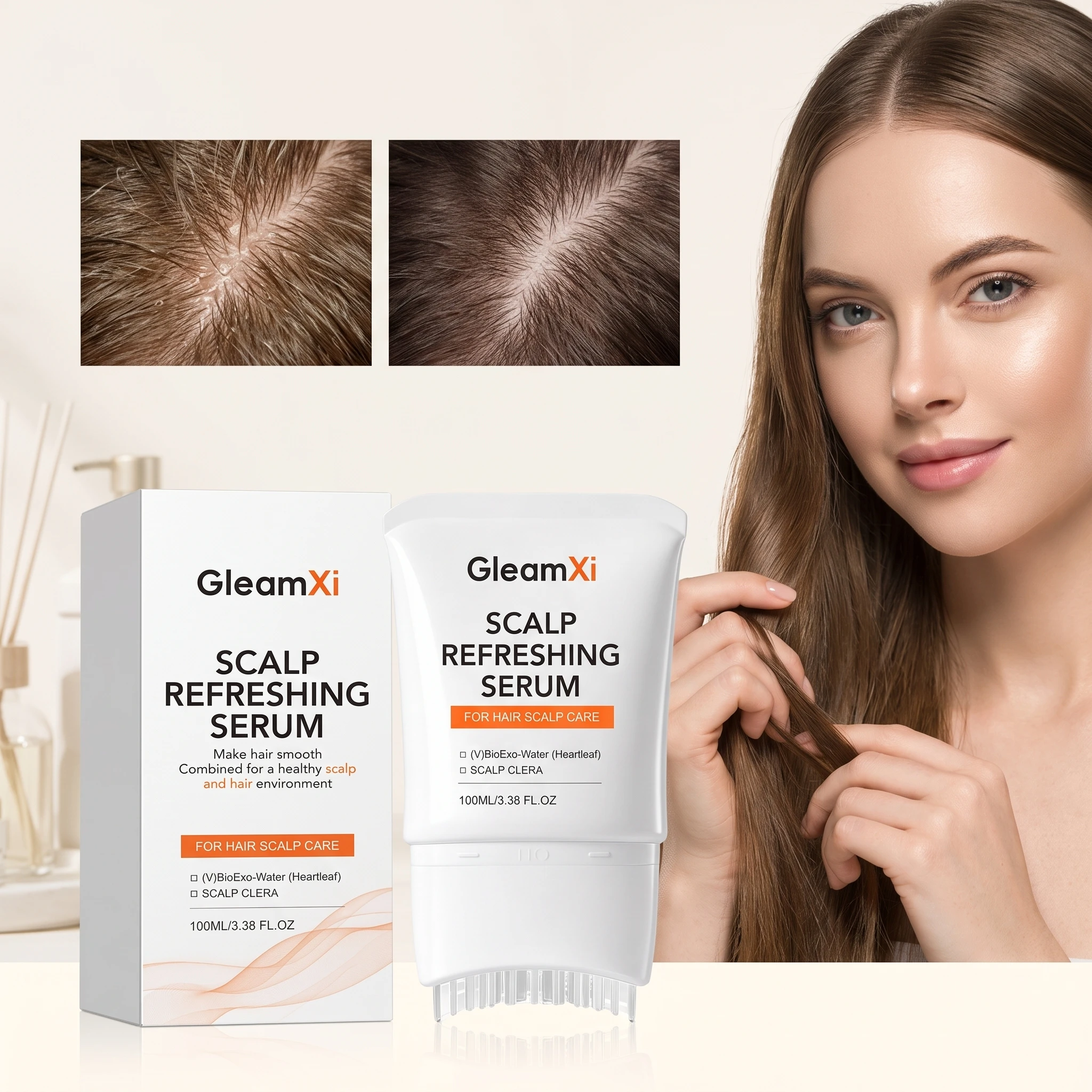 100ML Hair Care Serum Roller Gentle Nourishing Scalp Massage Non-sticky Lightweight Repairing Damaged Hair Moisturizing Root Scalp Care Serum