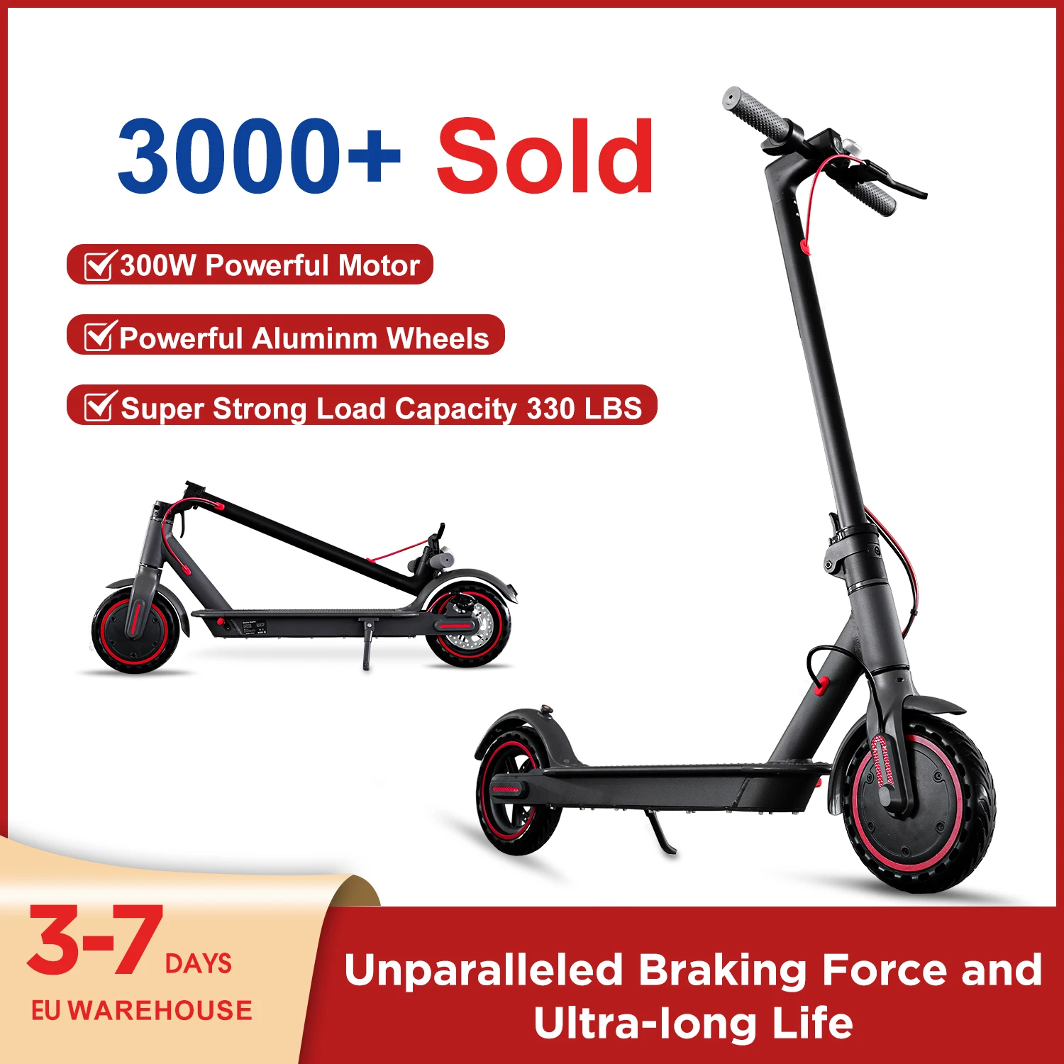 350W 10.4Ah 15.6MPH Folding Adults Electric Scooter  Foldable Long Range Solid Tyre Lightweight Smart App Folding Kick  US Stock