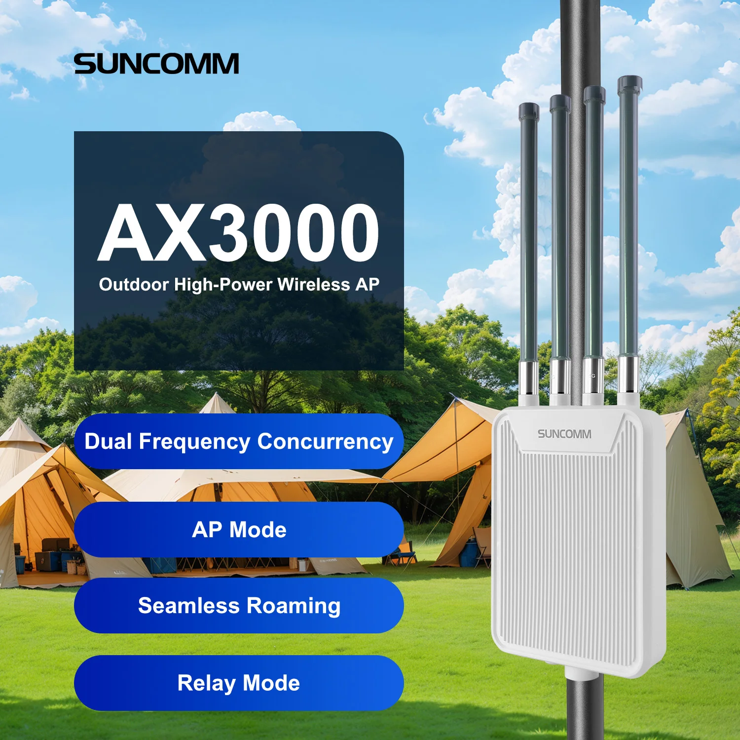 AX3000 Outdoor WiFi Access Point, Dual Band WiFi 6 AP,7dBi High Gain Antennas, Long Range, IP67, PoE Powered