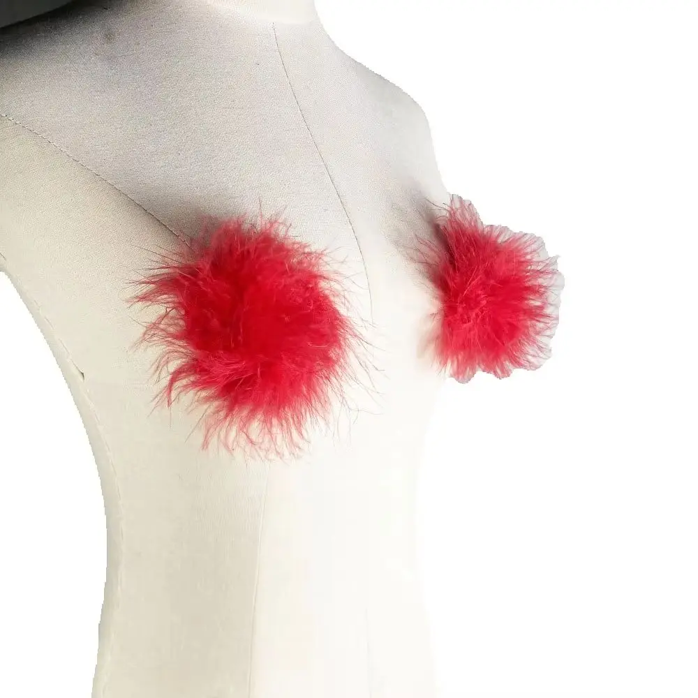 Faux Fur Pasties Fluffy Breast Covers in 4 Colors (White, Pink, Purple, Black) for Women’s Lingerie & Costume Use