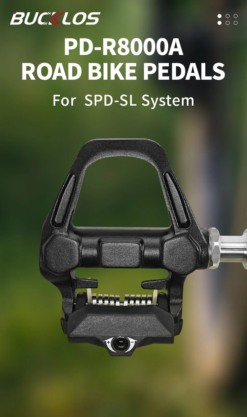 BUCKLOS Titan Spindel PD-R8000 Pedal für SPD-SL Aluminium Fahrrad Klickpedal Ultraleichtes Rennradpedal mit Klampe – Detail 1
