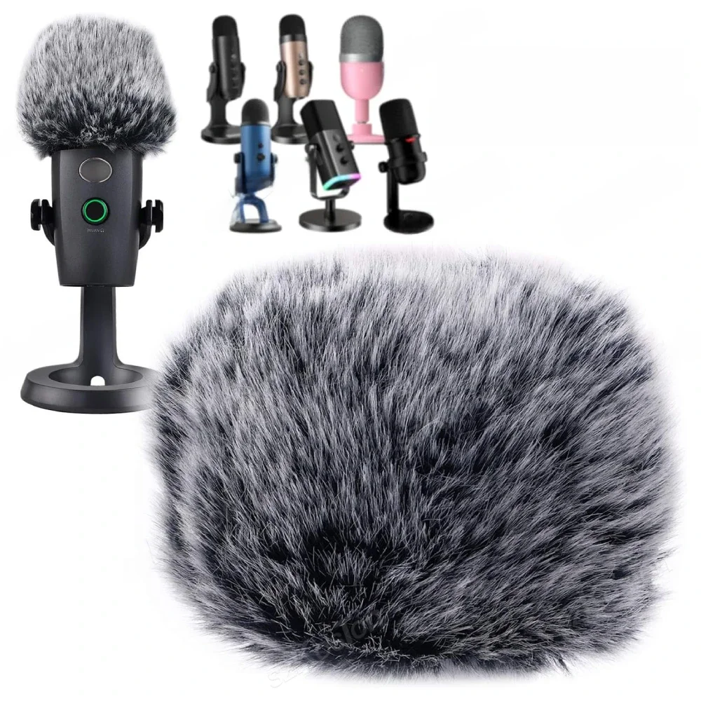SZKOSTON Filtre anti-Pop à réduction de bruit pour Microphone Yeti bleu, housse en mousse, pare-brise en fourrure, housse anti-vent pour micro AM8 3