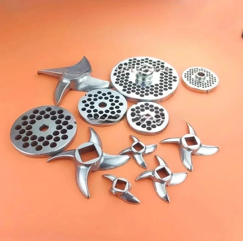12 # Hachoir à viande électrique, plaque d'orifice, lame ronde, grille à viande en acier inoxydable, trou central surélevé 10mm
