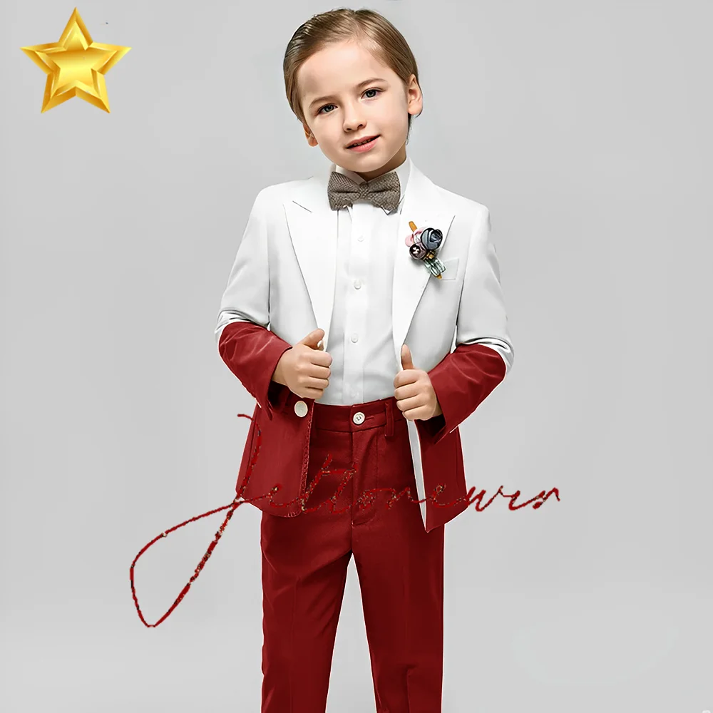 Conjunto de terno de bloco colorido infantil, jaqueta e calça, blazer casual, roupa personalizada, roupas de festa infantis, 2 peças