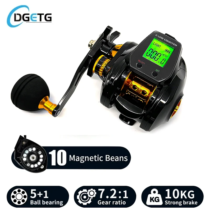 正確なラインカウンターリールコンボ大型ディスプレイバイトアラート伸縮式72-1ギア21m