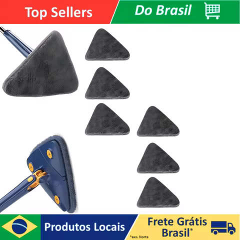 Kit com 6 Panos Refil de Microfibra Para Mop Esfregão de Limpeza 360 Triangular Giratório