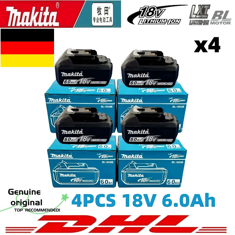 100% oryginalna bateria Makita 18V 6,0Ah, akumulator do narzędzi elektrycznych, model BL1830 BL1840 BL1850 BL1860B, kompatybilna z akumulatorami Makita 18V.
