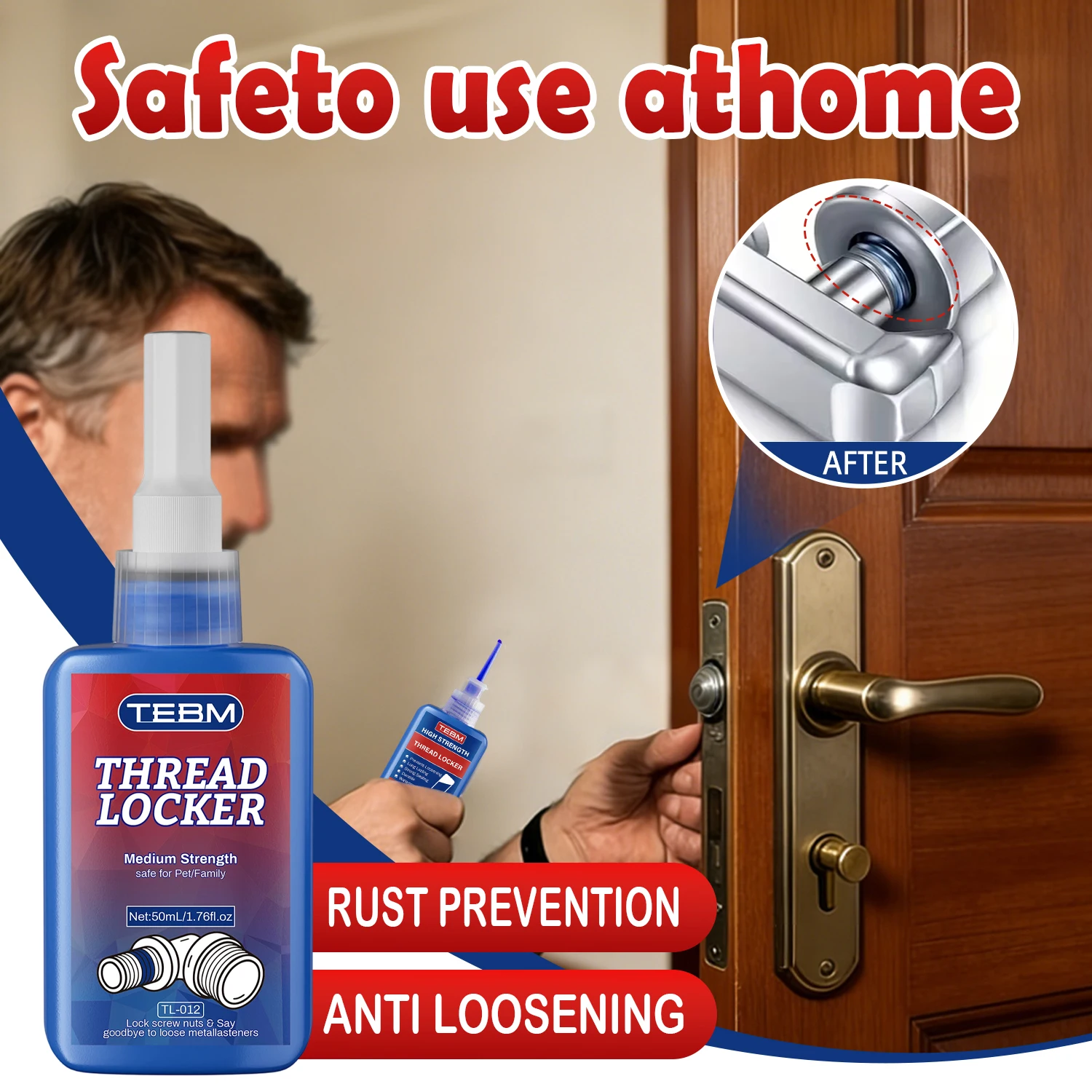Medium Strength Thread Locking Agent, Thread Adhesive, Waterproof, Corrosion-Resistant, and Highly Stable