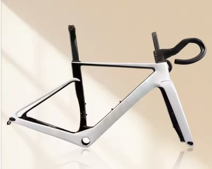 Top sale full carbon bike frameset T1000 ud glossy white black road bike carbon frame T47+handlebar 2.0 style road bike frame