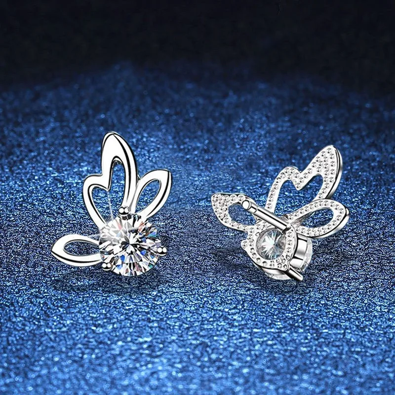 

Серьги-бабочки из стерлингового серебра 925 пробы, 0,5 карата, муассанит, классические изящные серьги-гвоздики, ювелирные изделия, подарок для женщин