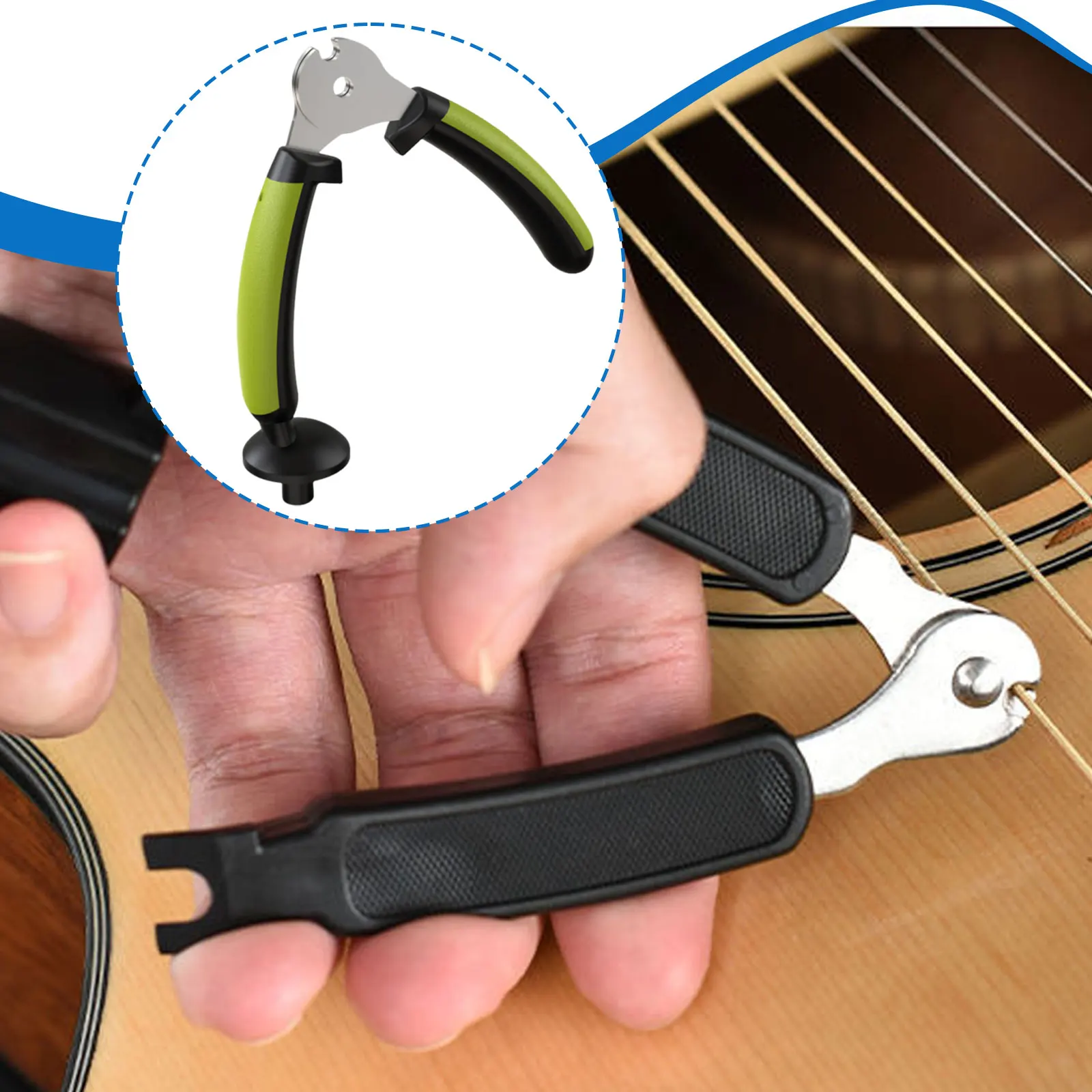 Penggulung Senar Gitar Multifungsi 3-In-1 Pemotong Senar Penarik Pin Cepat Desain Kokoh untuk Penggantian Senar Gitar Mudah