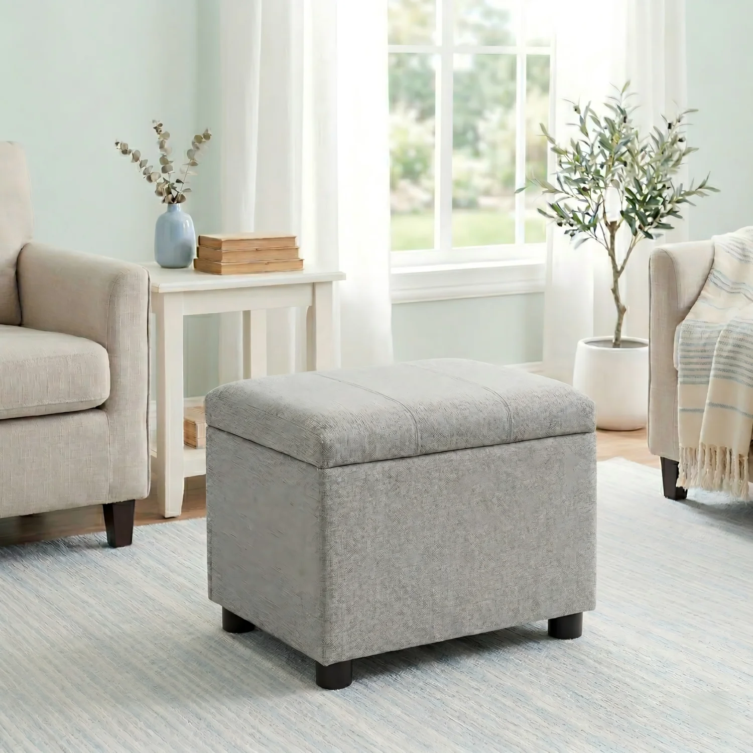 

24-дюймовая скамья-пуф для хранения, прямоугольная подставка для ног для гостиной, спальни, прихожей