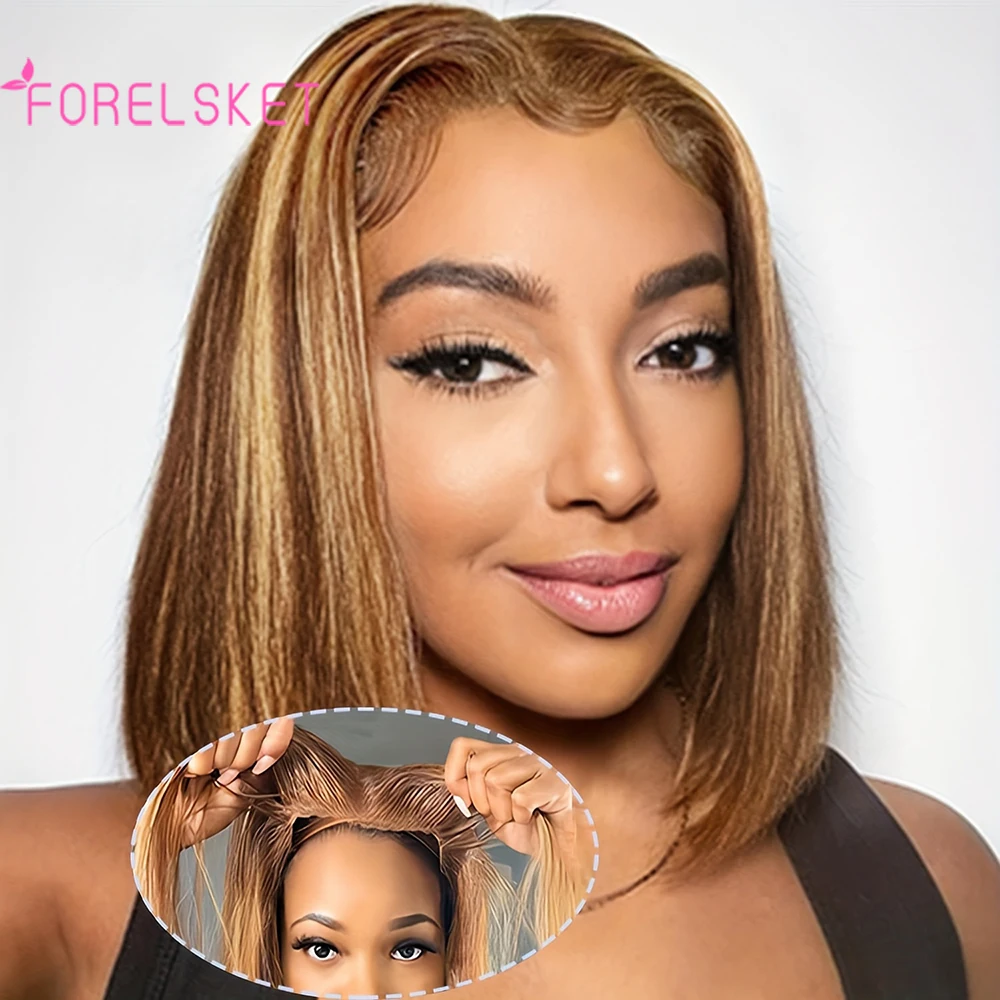 

FORELSKET Wear Bright Colors Anywhere with Our Glueless Bob Wig - 150% Density 6x4 HD Lace Closure, Honey Blonde P4/27