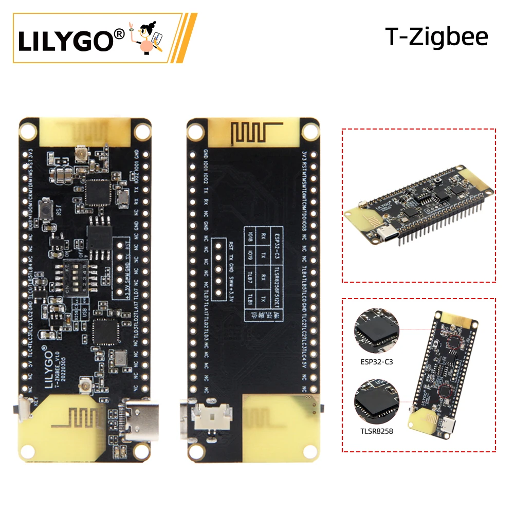 LILYGO® T-Zigbee T-ZigbeePA ESP32-C3 TLSR8258 Zigbee Ultra Low Power IOT Development Board WiFi Bluetooth Smart Control Module