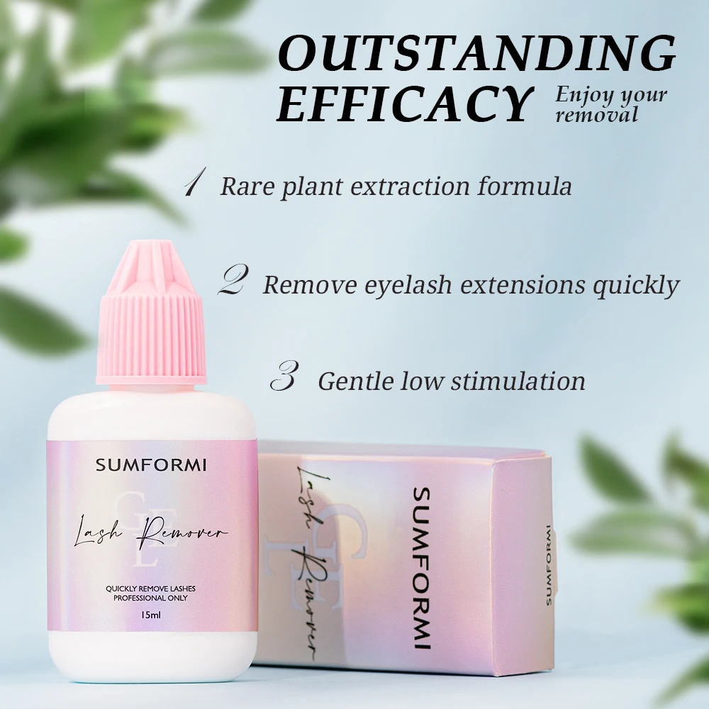 Sumformi-removedor de pegamento para pestañas, Gel líquido rápido, elimina sin irritación, extensión de pestañas, Gel limpio, maquillaje de pestañas postizas, 15ml