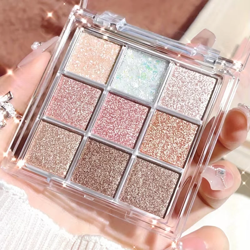 Nine-Color Eyeshadow Palette With Pearl, Fine Sparkle, Layerable Shimmer, Bright Glitter And Vibrant Colors New For Unisex