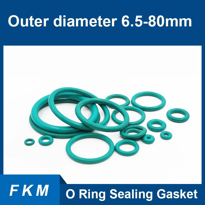 

CS 2.2mm OD 6.5-80mm FKM O Ring Sealing Gasket Fluorine Rubber O Ring Insulation Oil High Temperature Resistance Washer Green