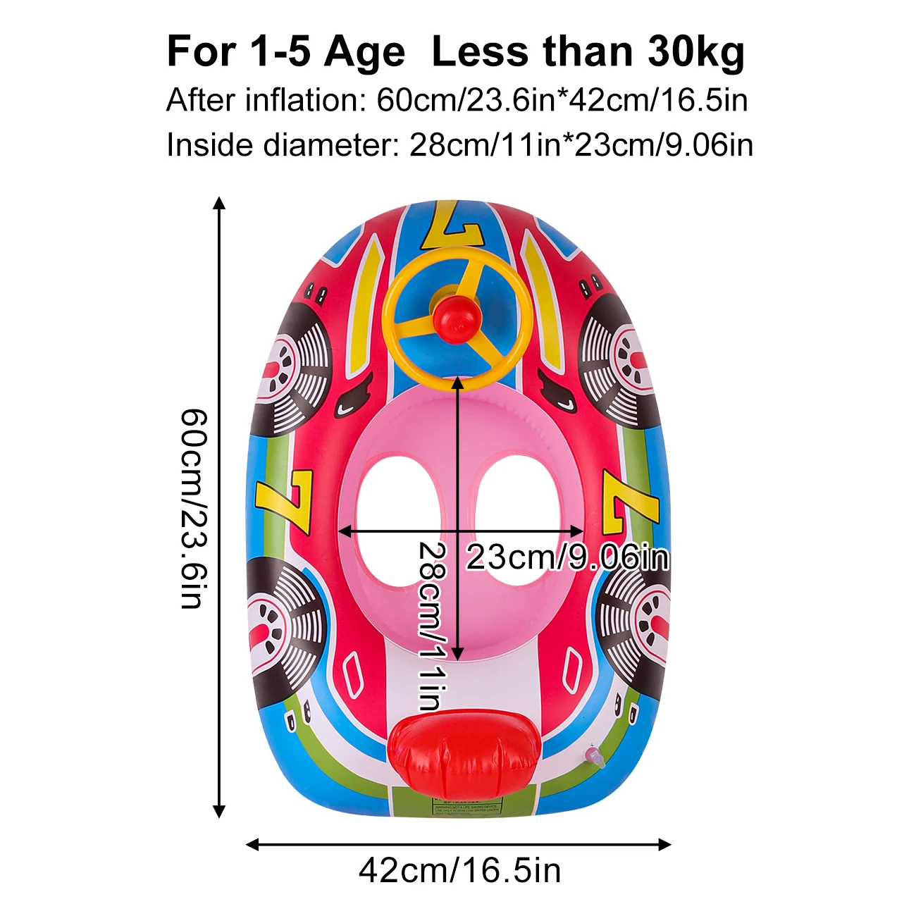 1PC Inflatable Car Pool Float with Steering Wheel, PVC Water Seat Boat for Beach Pool Lake Summer Water Fun view 6