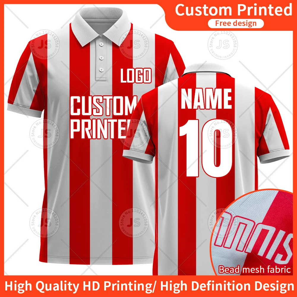 Custom Logo Polo Shirt Office Workplace Work Casual Breathable Short Sleeved Print Number Shirts